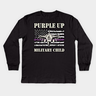 I Purple Up Month of Military Child Kids Air Force US Flag Kids Long Sleeve T-Shirt